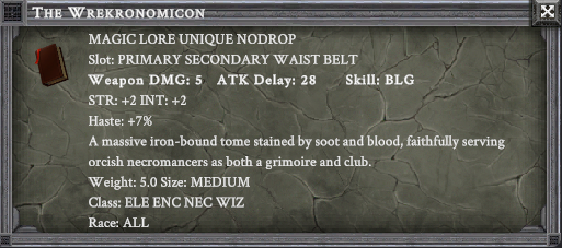 THE WREKRONOMICON item card